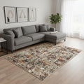 8 X 10 Beige Red And Ivory Abstract Washable Area Rug