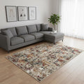 9 X 12 Beige Red And Ivory Abstract Washable Area Rug