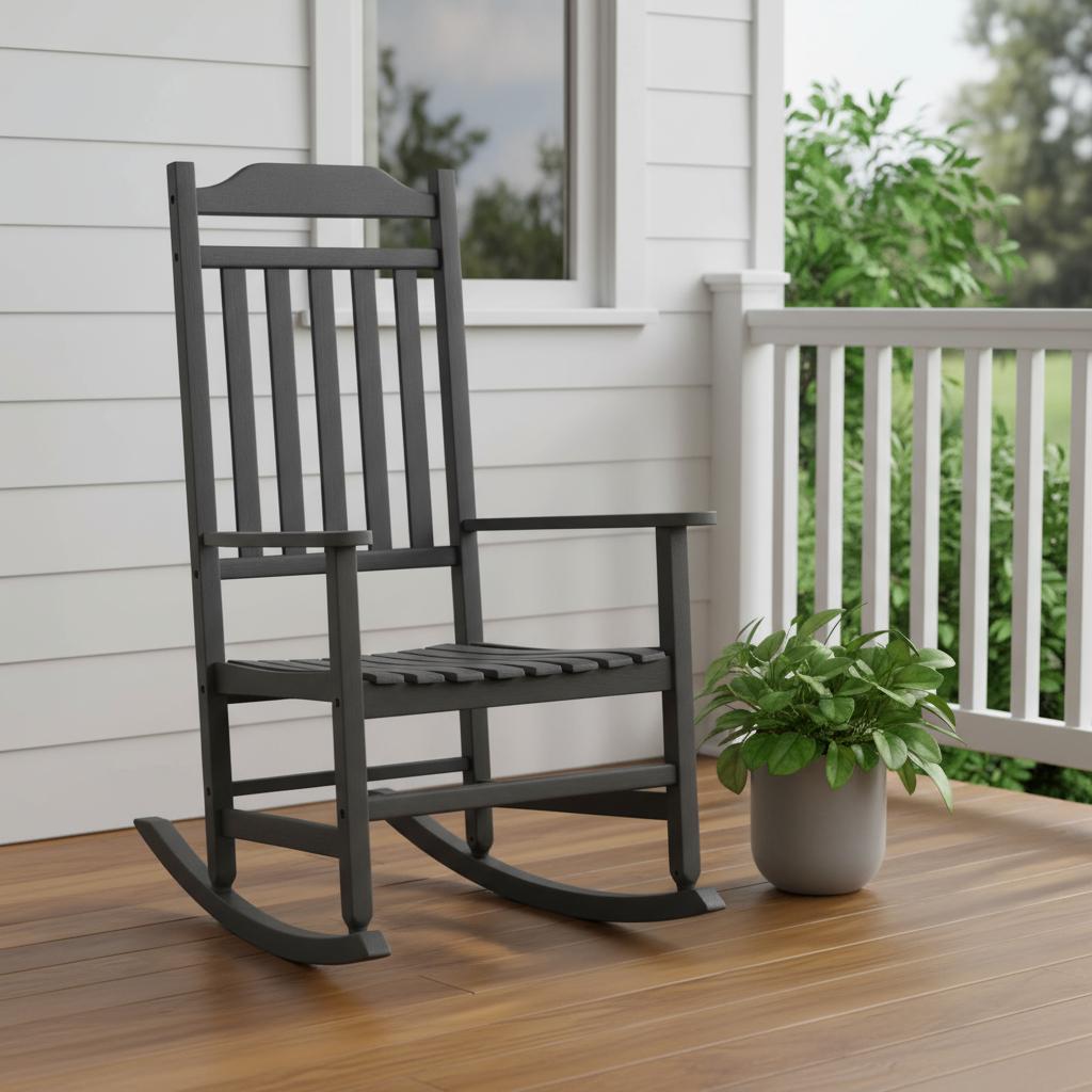 33 Black Heavy Duty Plastic Outdoor Rocking Chair