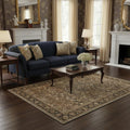 5 X 7 Brown Ivory And Tan Floral Medallion Washable Area Rug