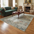 5 X 7 Ivory Light Green And Blue Abstract Washable Area Rug