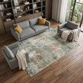 8 X 10 Ivory Light Green And Blue Abstract Washable Area Rug