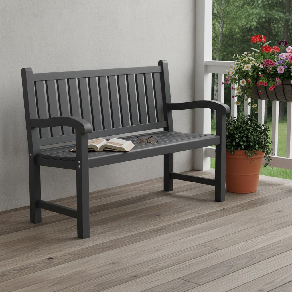 48 Black Metal Garden Bench