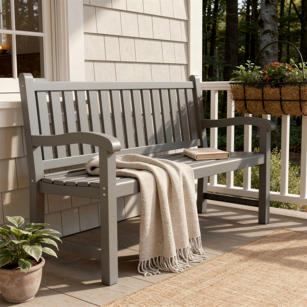48 Light Brown Resin Garden Bench