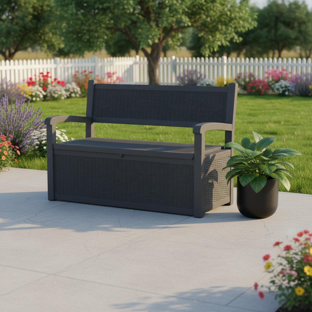 51 Black Metal Storage Bench
