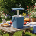 15 Blue And White Resin Outdoor Table With Ice Bucket Cooler