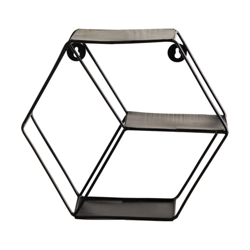 10 Black Matte Hexagon Wall Shelf