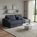 93 Blue Chenille Modular Stainless Steel Sleeper Sofa With Toss Pillows