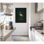 Flamingo Side View Rich Green Backdrop by The Creative Bunch Studio Framed Canvas Wall Art Print