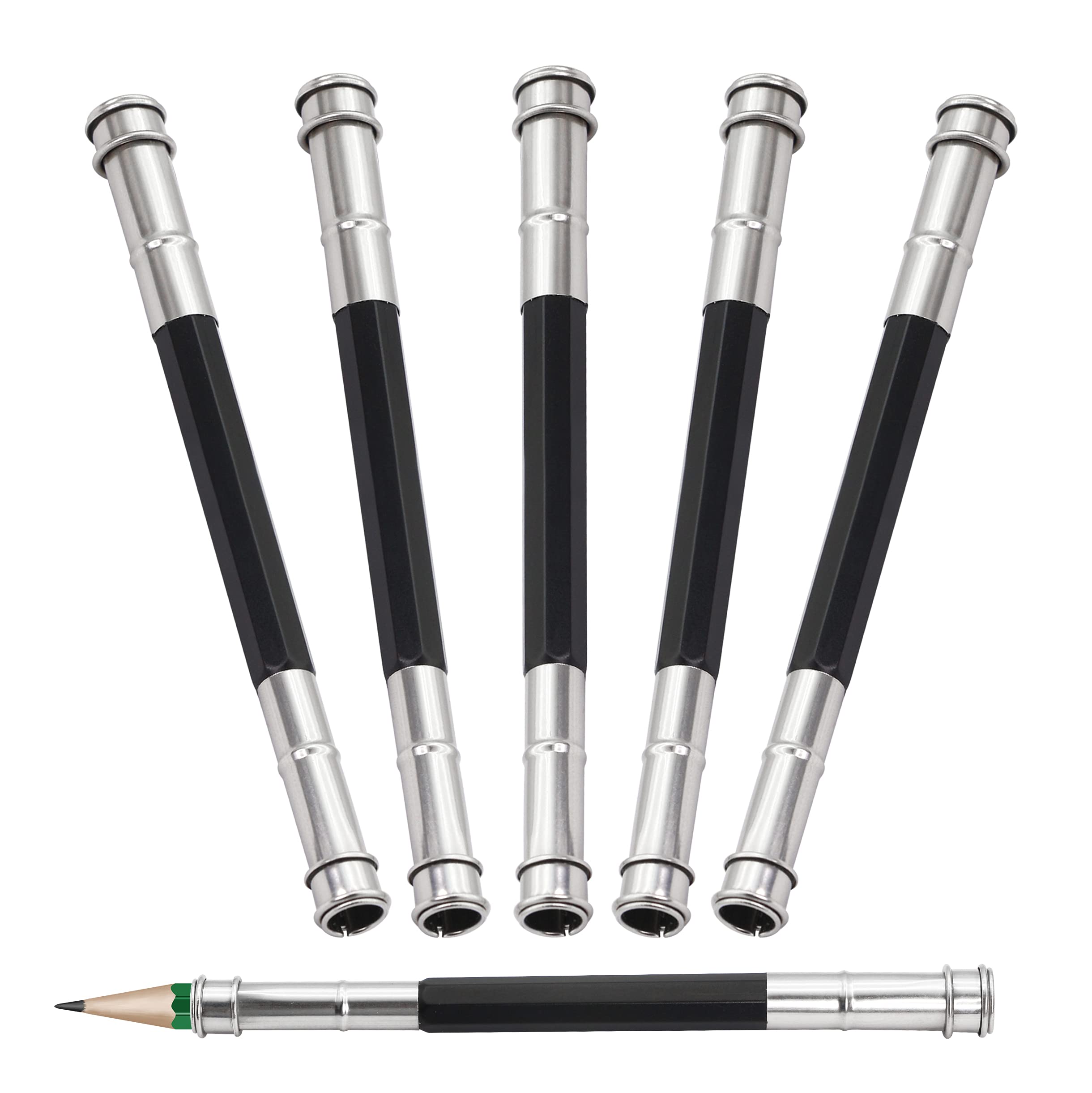 Yacsejao Pencil Extenders 5Pcs Adjustable Pencil Lengthener Tool Coupling Device For School Art Writing