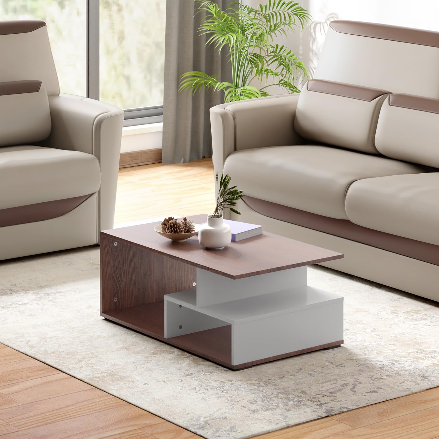 Godrej Interio Ewa Engineered Wood Coffee Table, Center Table For Living Room (1Year Warranty, Brown, Particle Board)