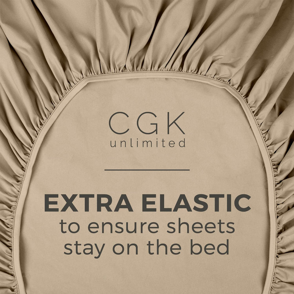Queen Size Fitted Bed Sheet - Hotel Luxury Single Fitted Sheet Only - Fits Mattress Up To 16 - Extra Soft, Wrinkle Free, Breathable, And Cooling - Bottom Fitted Sheet - Cream Single Fitted Sheet Only