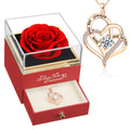 WILDLOVE Forever Real Rose with Heart Necklace, Preserved Flowers Gifts for Mom, Wife and Girlfriend on Christmas, Mothers Day,