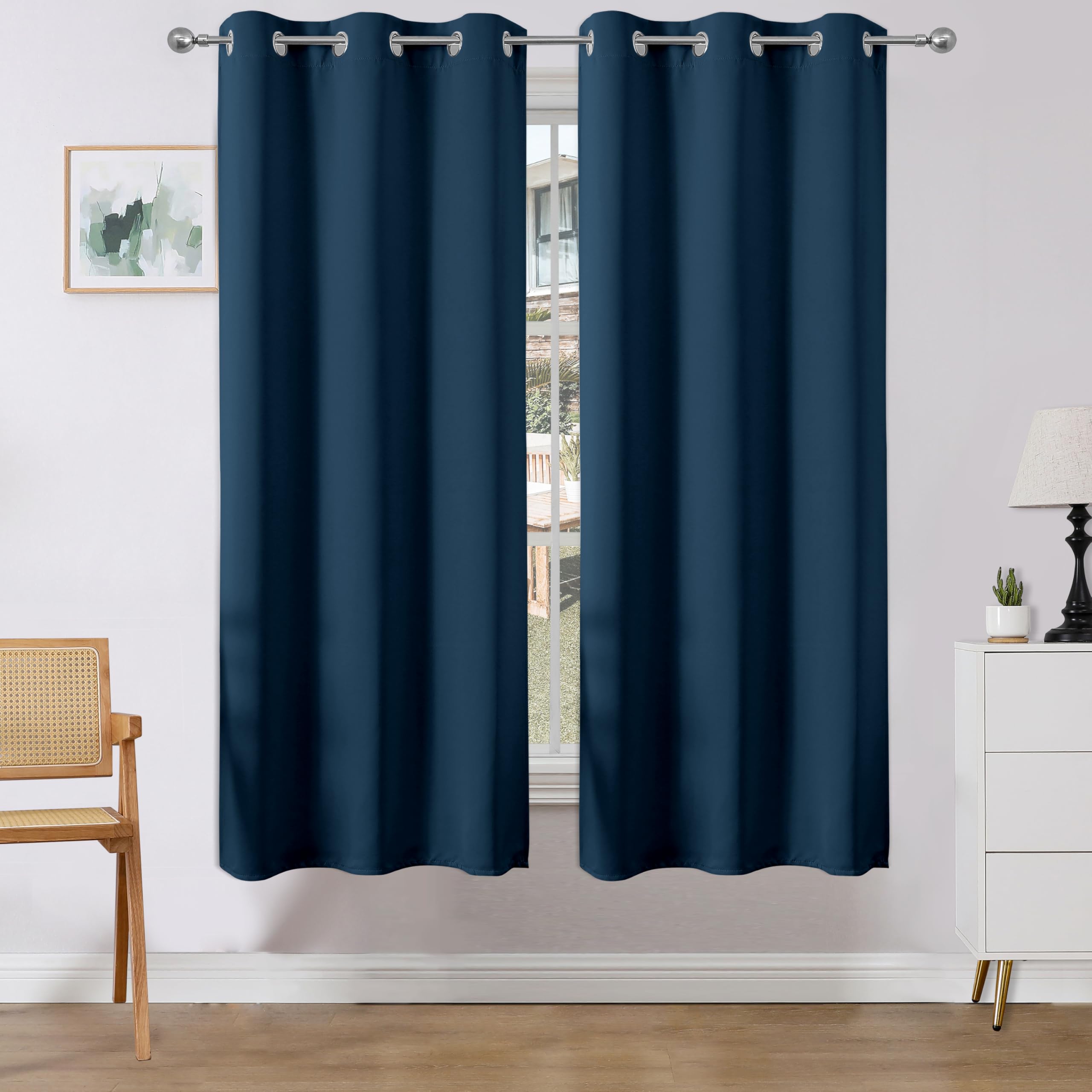 Joydeco Blackout Curtains 72 Inches Long 2 Panels Set, Thermal Insulated Long Curtains& Drapes 2 Burg, Room Darkening Curtains F