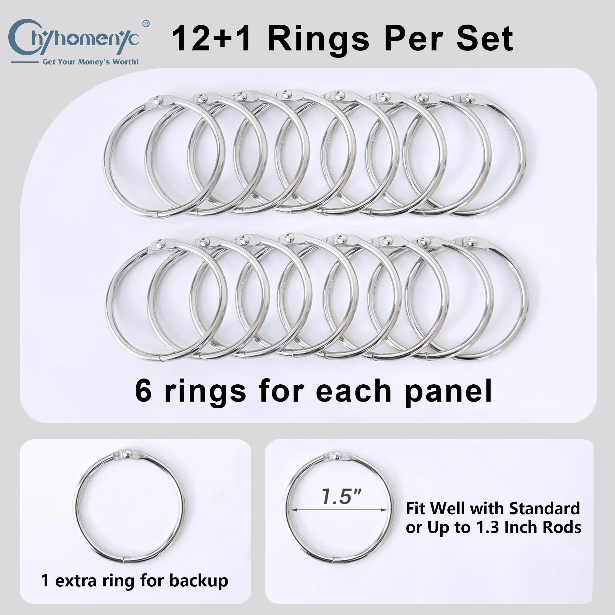 Chyhomenyc Curtain Liners With 13 Rings, Blackout Curtain Liner For 54 Inch Curtains, Each 40'' Wx50 L, 2 Liners Per Set With 13