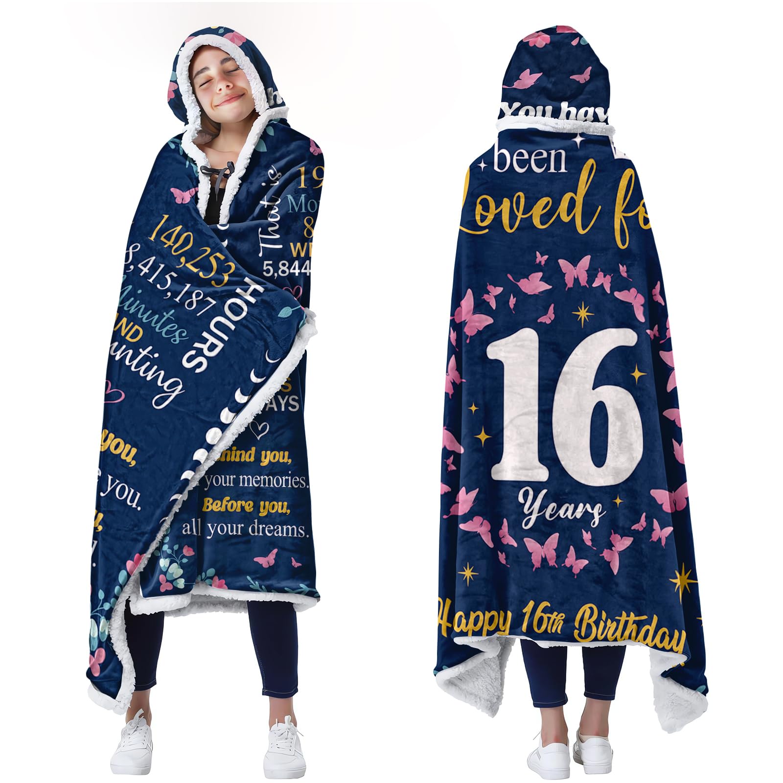 Sweet 16 Gifts For Girls, 16Th Birthday Flannel And Sherpa Wearable Blanket, Sweet Sixteen Gifts For Girls, Warm Gift For 16 Yea