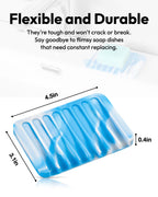 Jomeech Bathroom Soap Dish, Silicone Soap Holder For Bar Soap, Pack Of 2 (Blue & White)