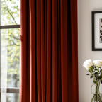 Lazzzy Orange Velvet Curtains Room Darkening Thermal Insulated Curtains 90 Inch Length Window Drapes For Bedroom Living Room Super Soft Luxury Grommetwindow Treatment 2 Panels, Rust Red