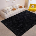 FinRec Soft Black Rugs for Bedroom Living Room, 4x6 Feet Modern Indoor Fuzzy Shaggy Area Rug, Non-Slip Fluffy Furry Rug for Nur