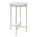 Kate and Laurel Celia Round Metal Foldable Tray Accent Table, White with Silver Base