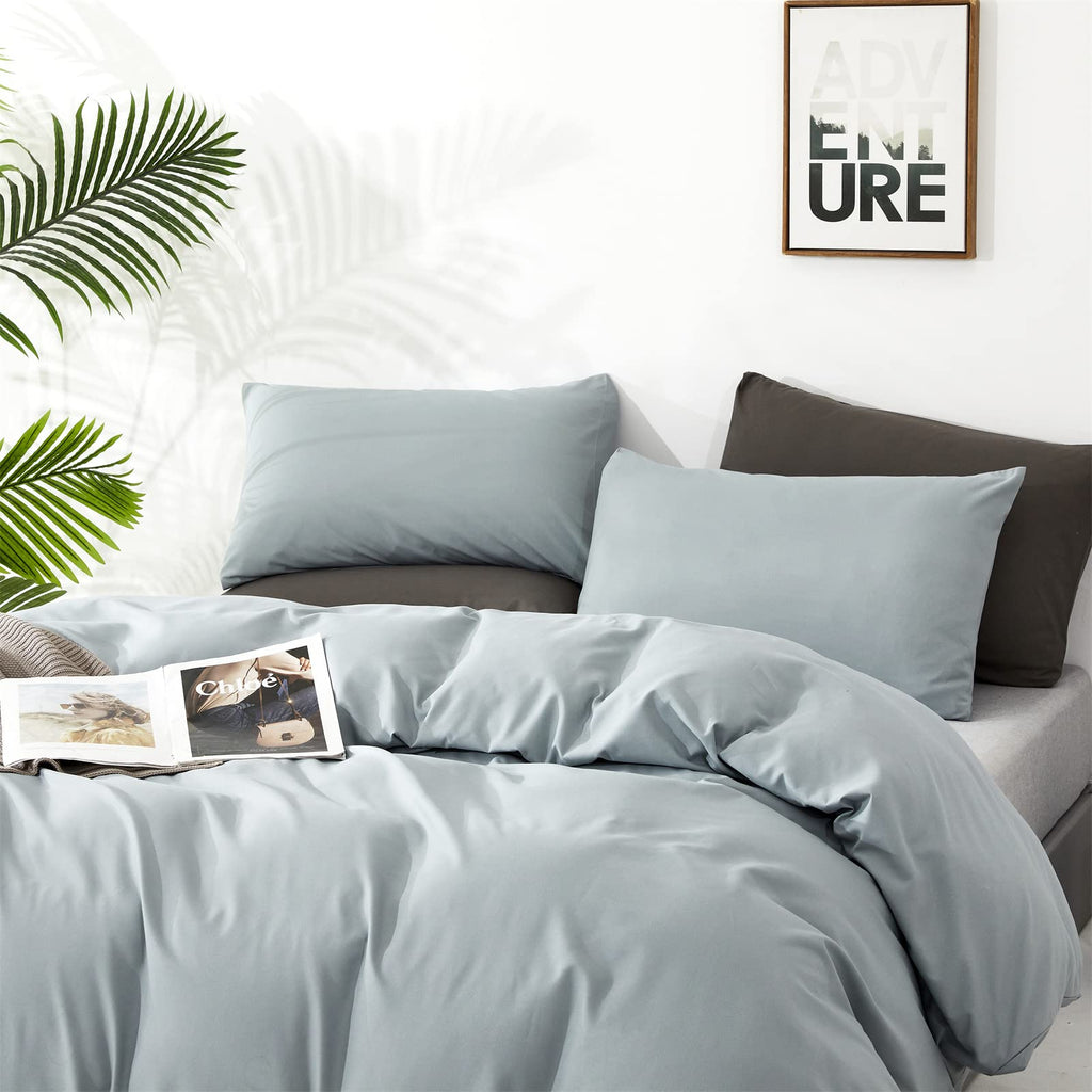 Clothknow Blue Comforter Set King 3Pcs Light Blue Bedding Comforter Sets Haze Blue King Comforter Soft Dusty Blue King Size Comf