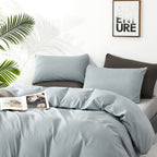 Clothknow Blue Comforter Set King 3Pcs Light Blue Bedding Comforter Sets Haze Blue King Comforter Soft Dusty Blue King Size Comf
