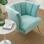 Modway Veronica Modern Channel Tufted Performance Velvet Armchair In Mint Blue