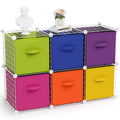 Leinuosen 6 Cube Storage Organizer with 6 Foldable Fabric Storage Bins, Metal Wire Grid Shelves, Stackable Modular Closet Organi