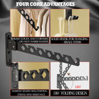 Dr.Dj Wall Mount Coat Hanger Holder Black Clothes Drying Organizer Rack Garment Hooks Aluminium Retractable Folding Indoor Wall