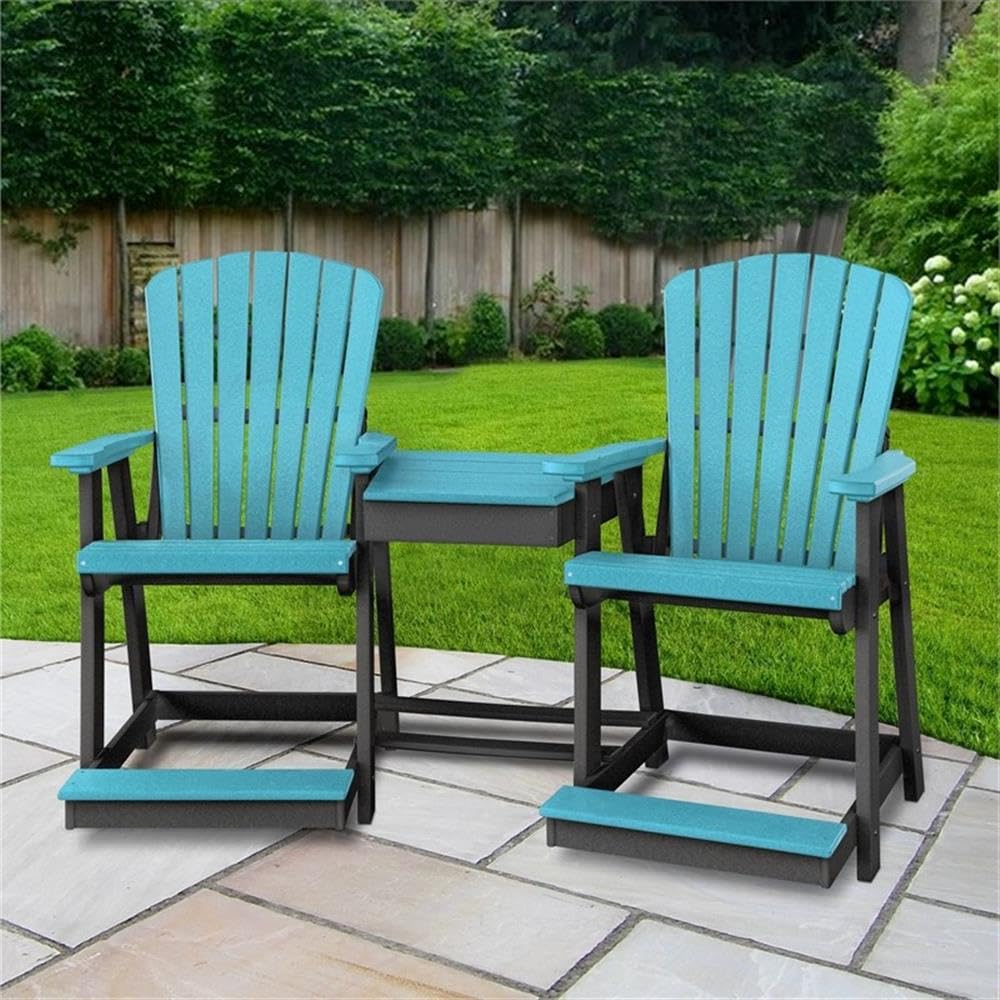 American Furniture Classics Counter Height Settee Table Combo, Aruba Blue and Black