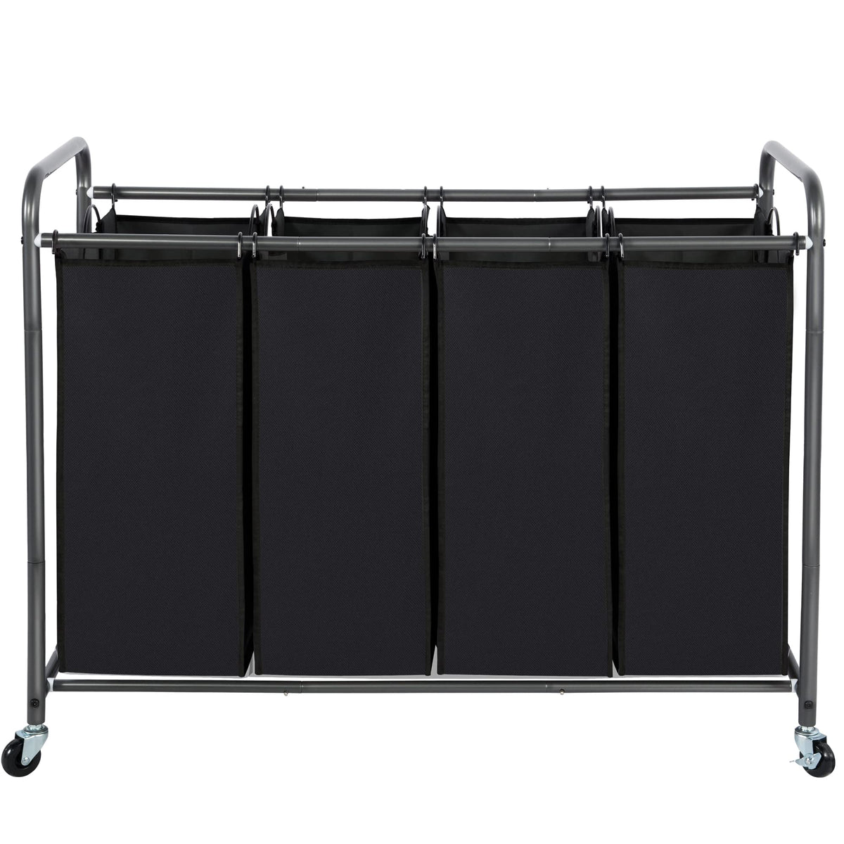 STO STO Laundry Sorter 4 Section, 4 Bag Laundry Hamper, Rolling Laundry Cart, Laundry Basket with Heavy Duty Lockable Wheels and