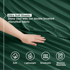 Nestl Split King Sheets Sets For Adjustable Bed - 5 Piece Split King Sheet Set, Double Brushed Split King Sheets, Hotel Luxury Dark Green Sheets, Extra Soft Bedding Sheets & Pillowcases