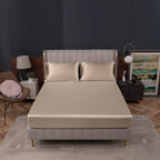 Homiest Taupe Satin Fitted Sheet Queen Size Fitted Bed Sheet, Deep Pocket Fitted Sheet Only, Luxury & Ultra Soft Bedding Fitted Sheet Single Bottom Bed Sheets Sold Separately