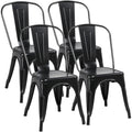 Yaheetech Iron Metal Dining Chairs Stackable Side Chairs Bar Chairs with Back Indoor/Outdoor Classic/Chic/Industrial/Vintage Bis
