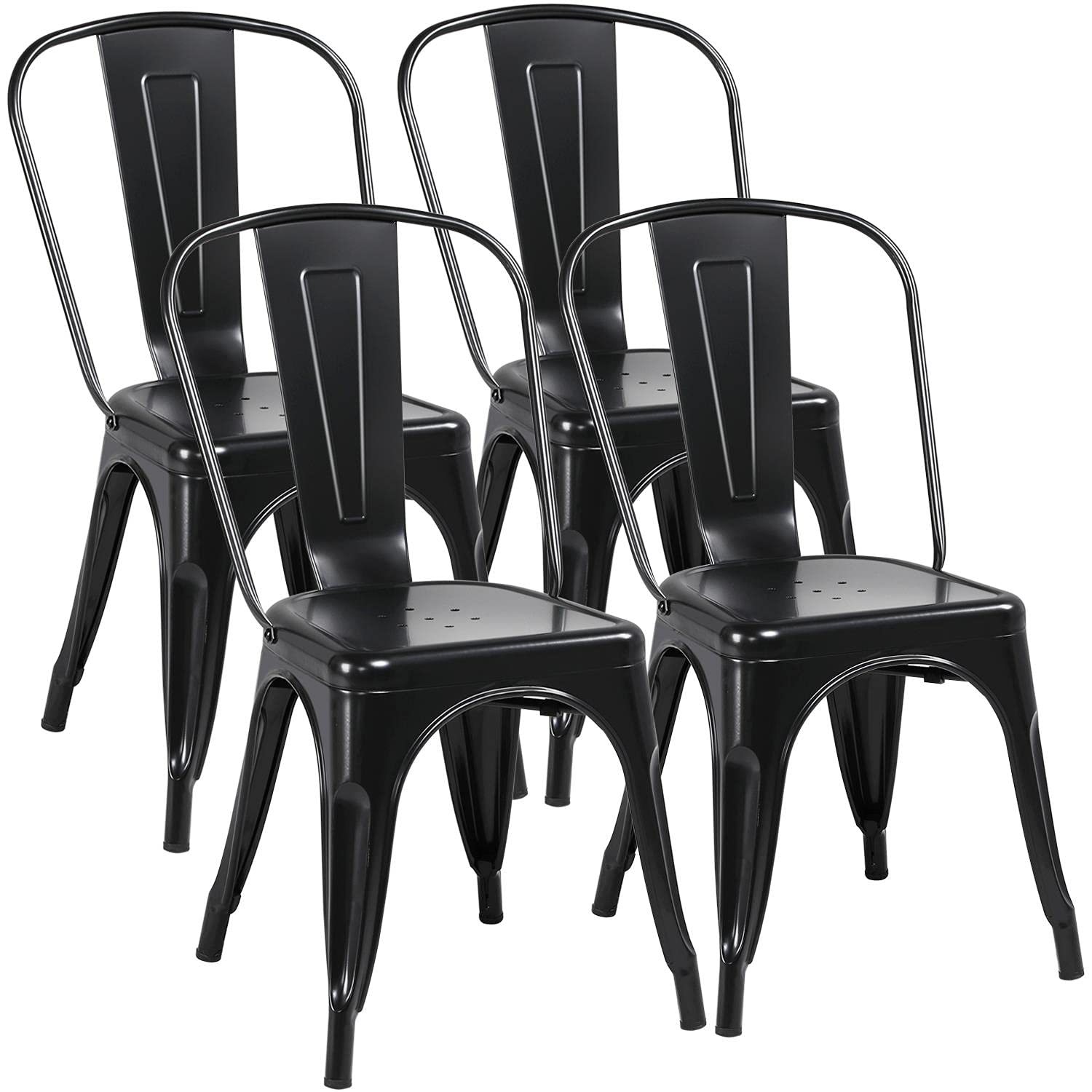 Yaheetech Iron Metal Dining Chairs Stackable Side Chairs Bar Chairs with Back Indoor/Outdoor Classic/Chic/Industrial/Vintage Bis