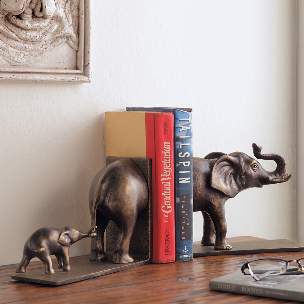 Elephant And Baby Bookends