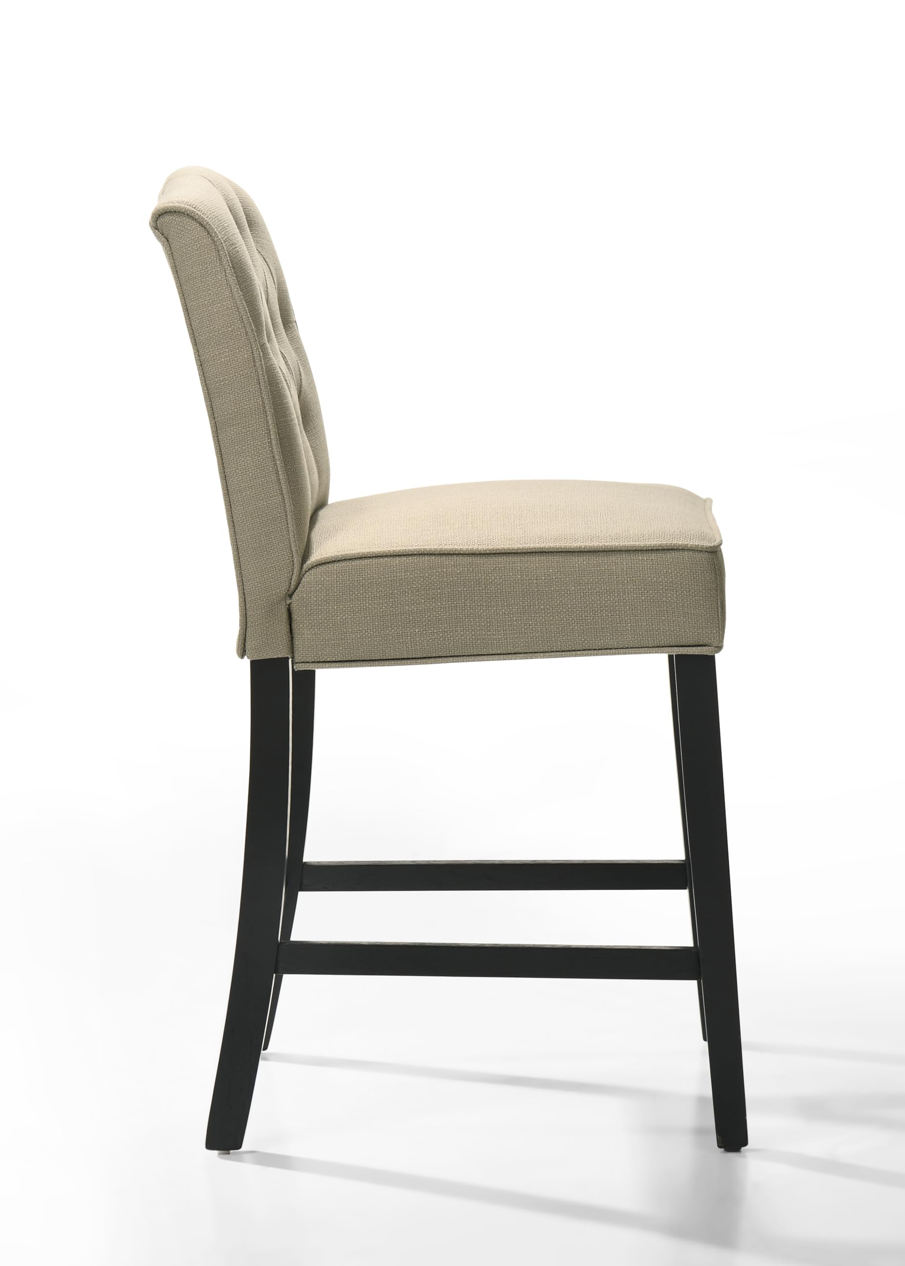 LILOLA LIVING Jasper Set of 2 Beige Fabric Counter Height Chairs with Black Finish Legs