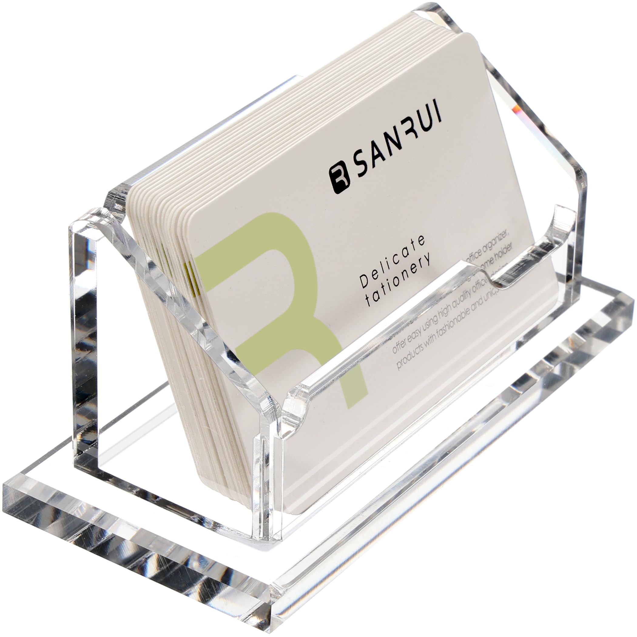 Hezong Business Card Holder, Clear Acrylic Business Card Display Stand For Desk -1 Slot Horizontal Placement 1 Pack (1 Slot-H)