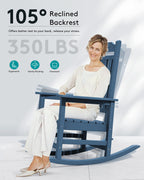 Serwall Outdoor Rocking Chair Blue Set Of 6, All Weather Patio Rocking Chair, Hdpe Poly Rocking Chair For Adults, Heavy Duty Front Porch Rocker