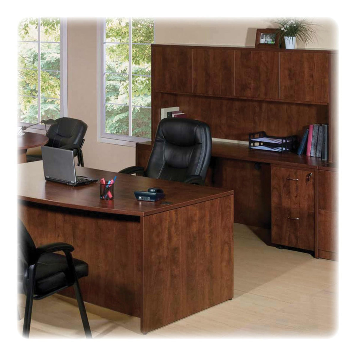Lorell Llr69418 Hutch With Doors, 48" X 15" X 36", Cherry