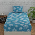 Huesland By Ahmedabad Cotton 144 Tc Bedsheet For Single Bed Cotton With 1 Pillow Cover  Blue