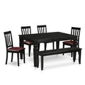 East West Furniture WEAN5-BCH-LC 5 Piece Dining Set Includes a Rectangle Dining Room Table with Butterfly Leaf and 4 Faux Leather Upholstered Chairs, 42x60 Inch, Black & Cherry
