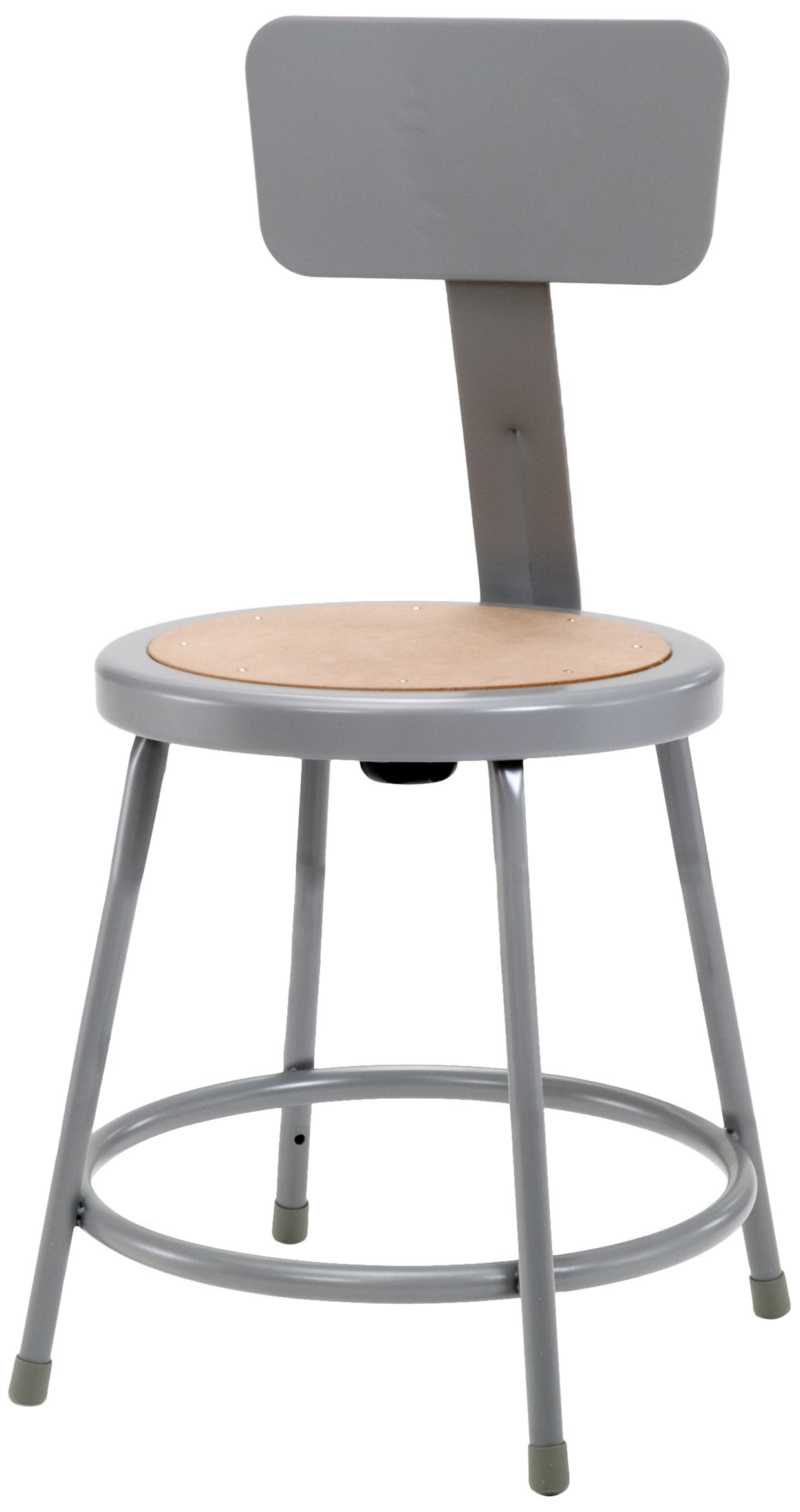National Public Seating 6218B Steel Stool With 18' Hardboard Seat And Backrest, Grey