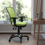 Flash Furniture Nicholas Mid-Back Multifunction Executive Swivel Ergonomic Office Chair With Adjustable Arms, Transparent Roller Wheels, 27&Quot;, Green Mesh