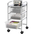 Simple Houseware Utility Cart with 3 Drawers Rolling Storage Art Craft Organizer, Chrome