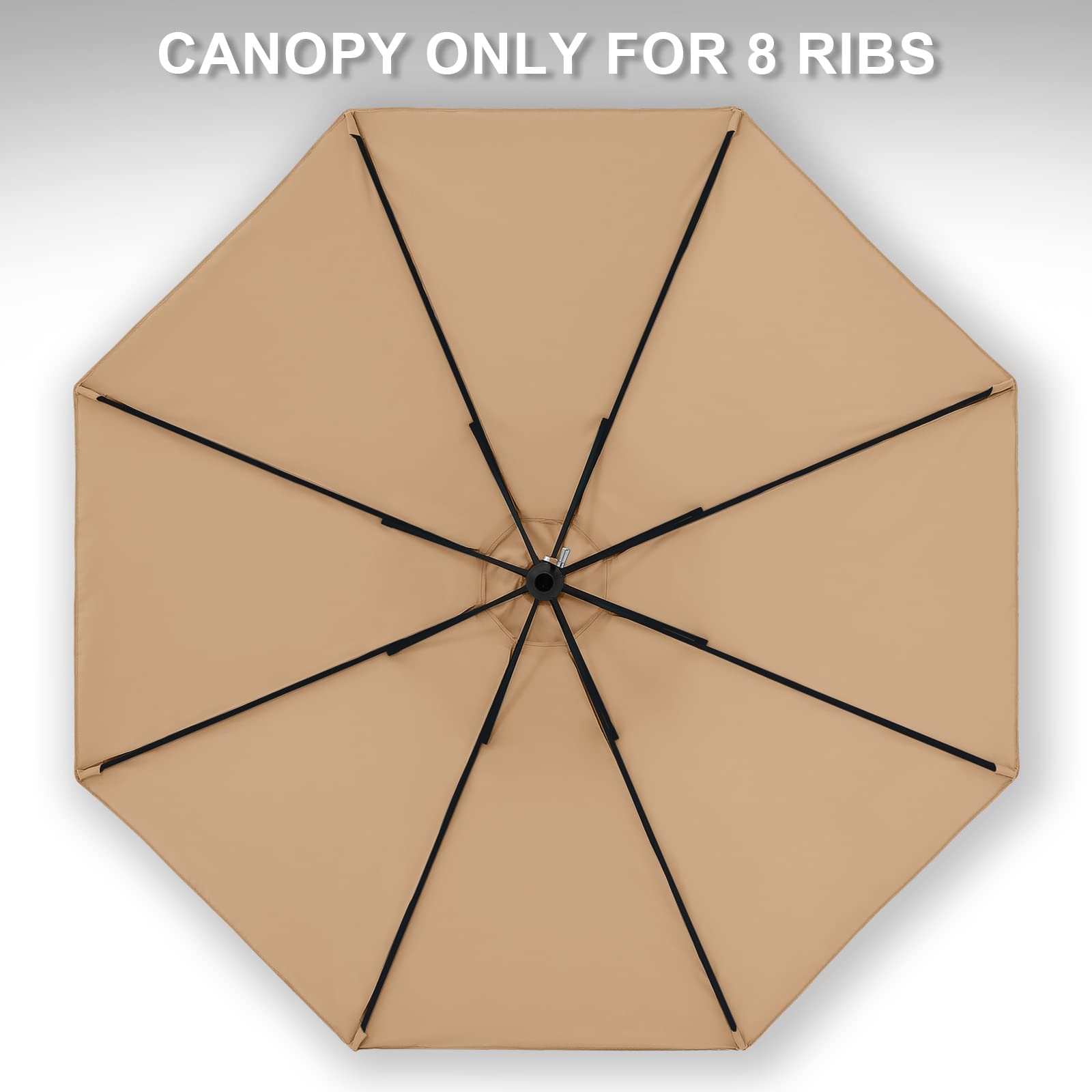 Mastercanopy Patio Umbrella 9 Ft Replacement Canopy For 8 Ribs-Beige
