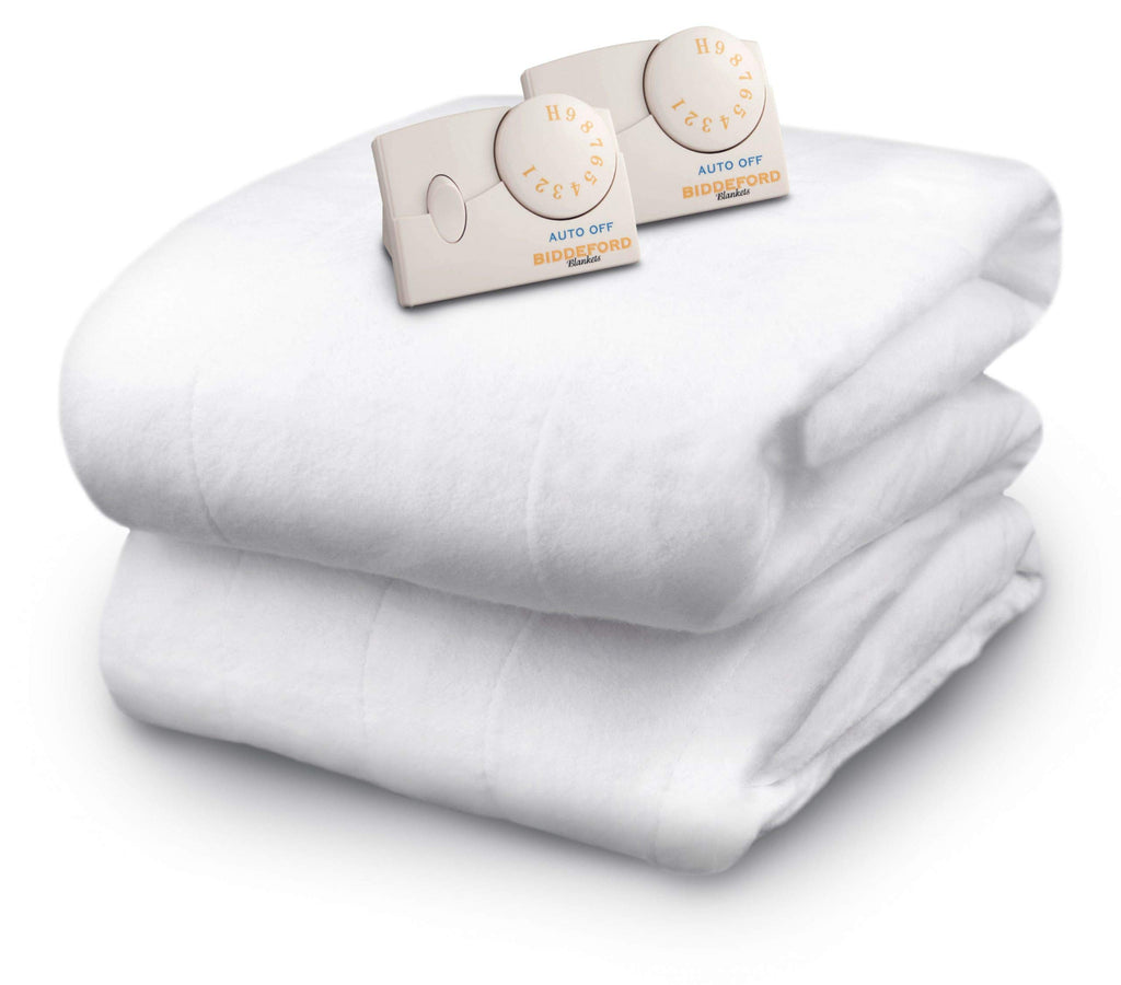 Biddeford Blankets Polyester Electric Heated Mattress Pad With Analog Controller, Cal King, White
