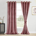 DWCN Velvet Blackout Curtains - Wild Rose Tieable Window Curtains Panels Grommet Design Thick Fabric Thermal Insulated Window Dr