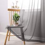 Dwcn Faux Linen Grey Ombre Sheer Curtains - Gradient Semi Voile Grommet Top Window Curtains For Bedroom And Living Room, Set Of