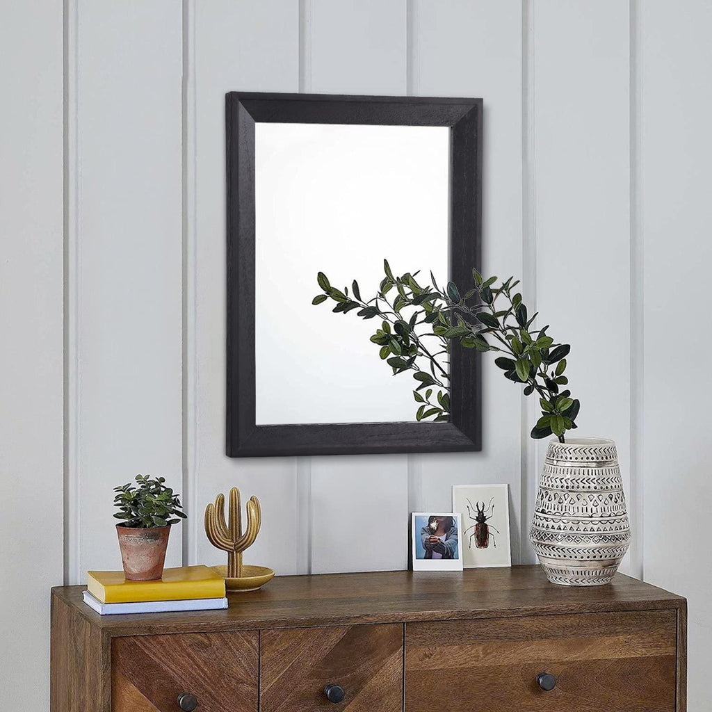 Aazzkang Wall Mirror Black Rectangle Mirrors For Wall With Wood Framed Decorative Hanging Mirror For Bedroom Bathroom Living Roo